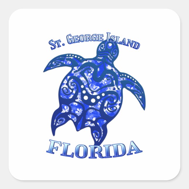 St. George Florida Vacation Tribal Turtle Square Sticker (Front)