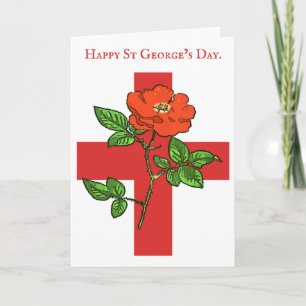 St George Heraldic Cross and Tudor Rose England Card
