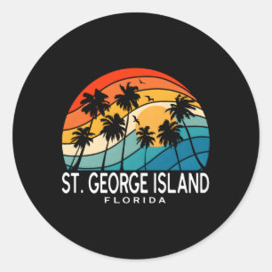 St George Island Florida Palm Tree Tropical Beach Classic Round Sticker