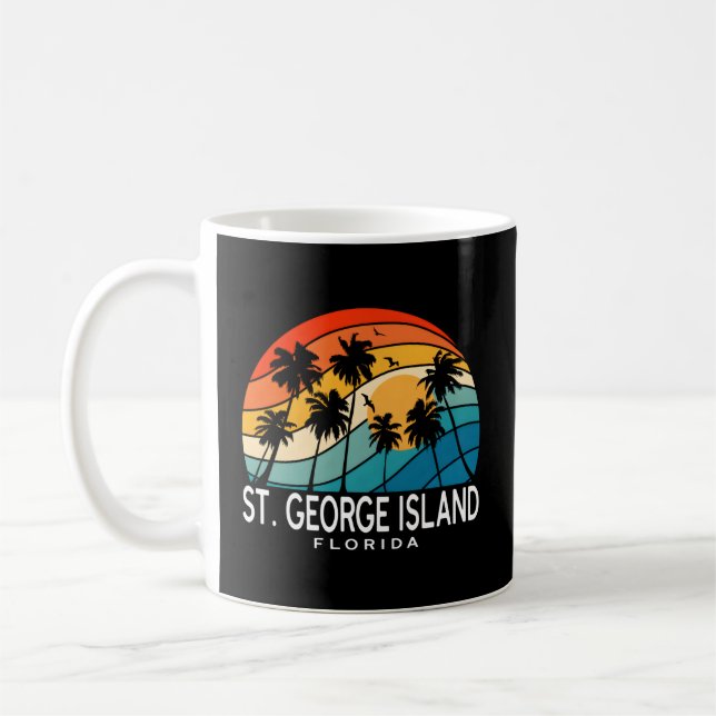 St George Island Florida Palm Tree Tropical Beach Coffee Mug (Left)