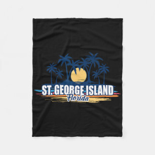 St George Island Florida Retro Surfing Board Fleece Blanket