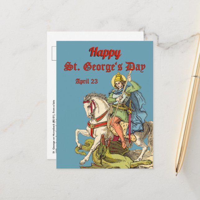 St. George on Horseback (BS 01) Postcard (Front/Back In Situ)