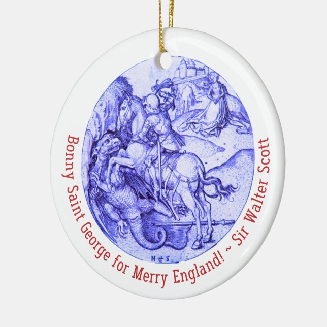 St. George Slaying Dragon Personalised British Ceramic Ornament (Left)