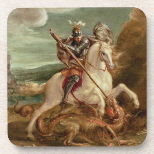 St. George slaying the dragon, (oil on panel) Coaster