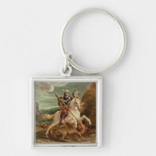 St. George slaying the dragon, (oil on panel) Key Ring