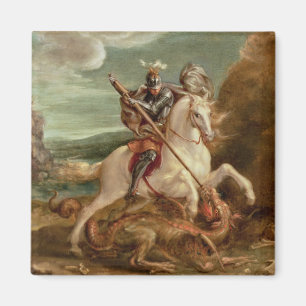 St. George slaying the dragon, (oil on panel) Magnet