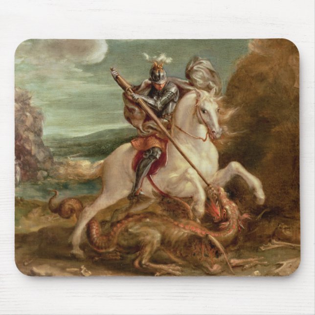 St. George slaying the dragon, (oil on panel) Mouse Pad (Front)
