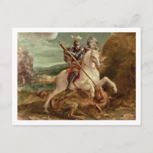 St. George slaying the dragon, (oil on panel) Postcard