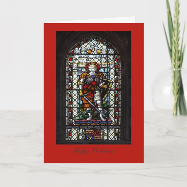 St George stained glass window - Happy Birthday Card (Front)