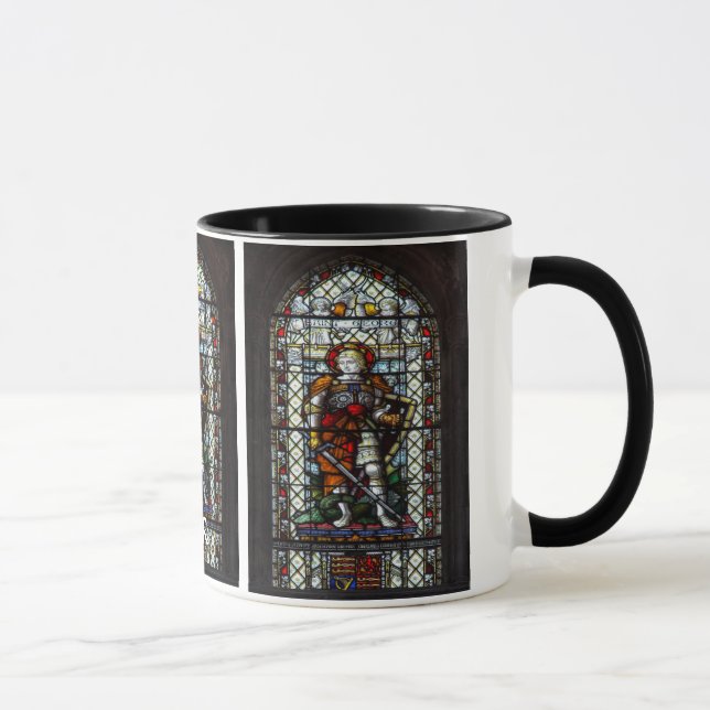 St George stained glass window - Monogram Mug (Right)