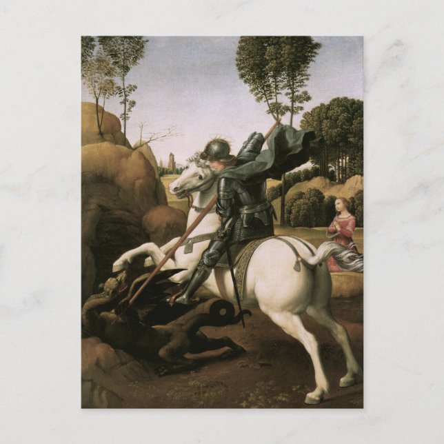 St. George & the Dragon, Raphael Fine Art Postcard (Front)