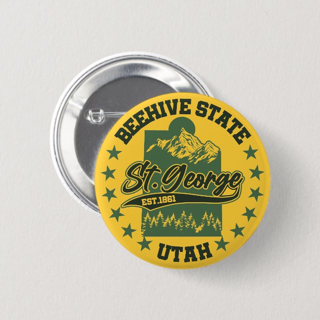St. George,Utah 6 Cm Round Badge (Front & Back)