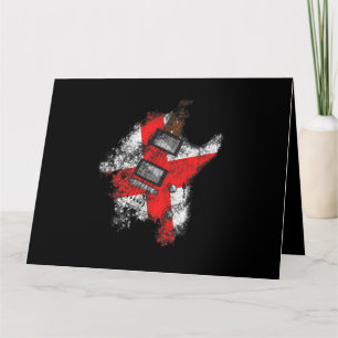 St Georges Day Guitar England Flag Musician Card