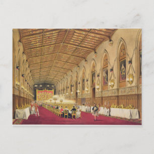 St George's Hall, Windsor Castle, 1838 (colour lit Postcard