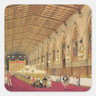 St George's Hall, Windsor Castle, 1838 (colour lit Square Sticker