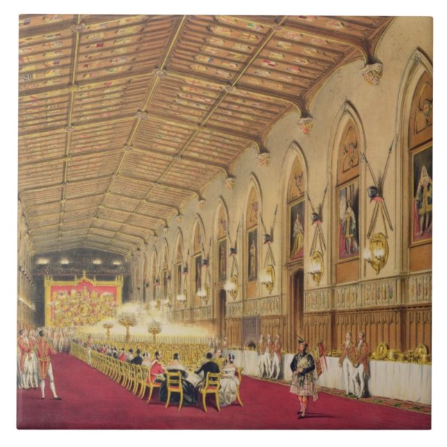 St George's Hall, Windsor Castle, 1838 (colour lit Tile (Front)