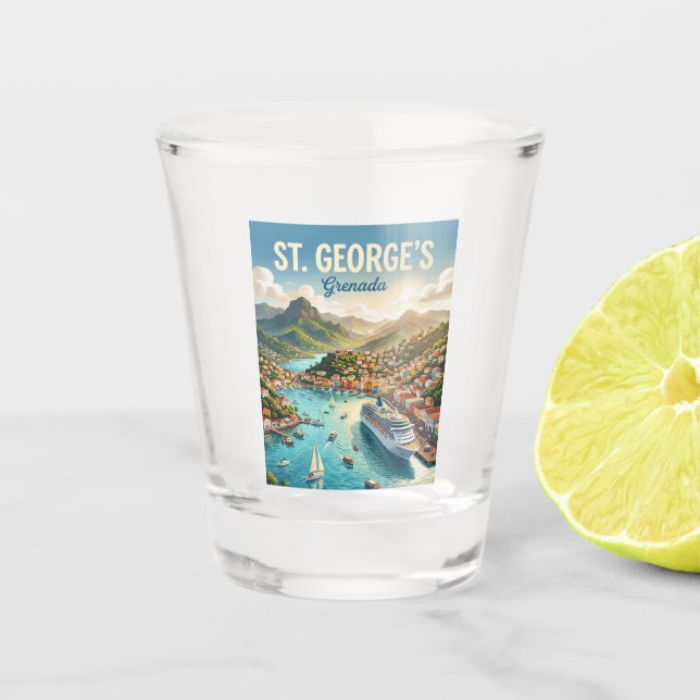 St. George's Harbour Grenada Shot Glass (Front)