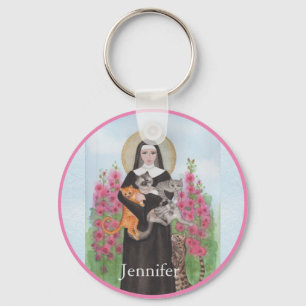 St. Gertrude Patron Saint of Cats Folk Art Key Ring