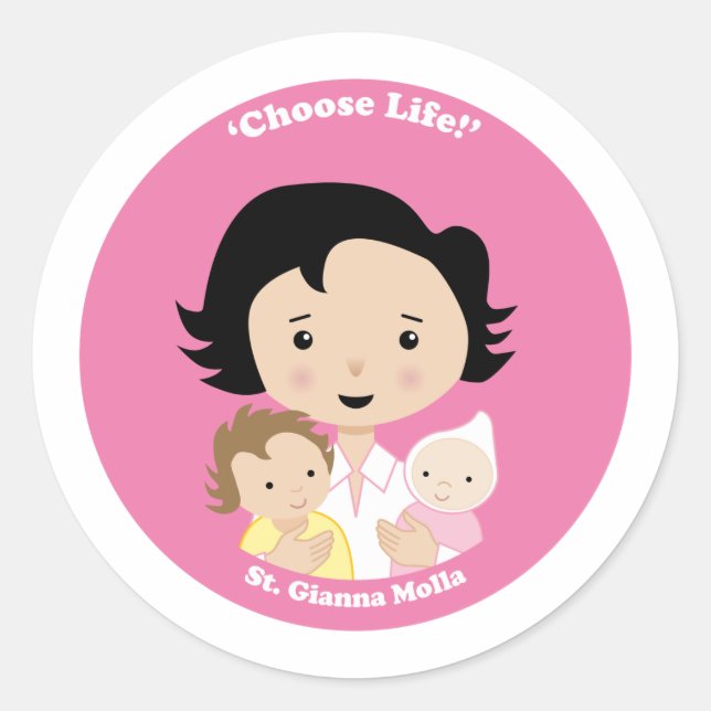 St. Gianna Molla Classic Round Sticker (Front)