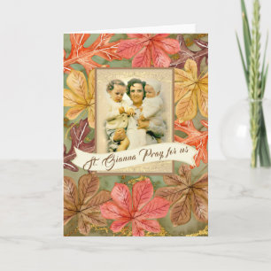 St. Gianna Molla Thanksgiving Autumn Leaves Holiday Card