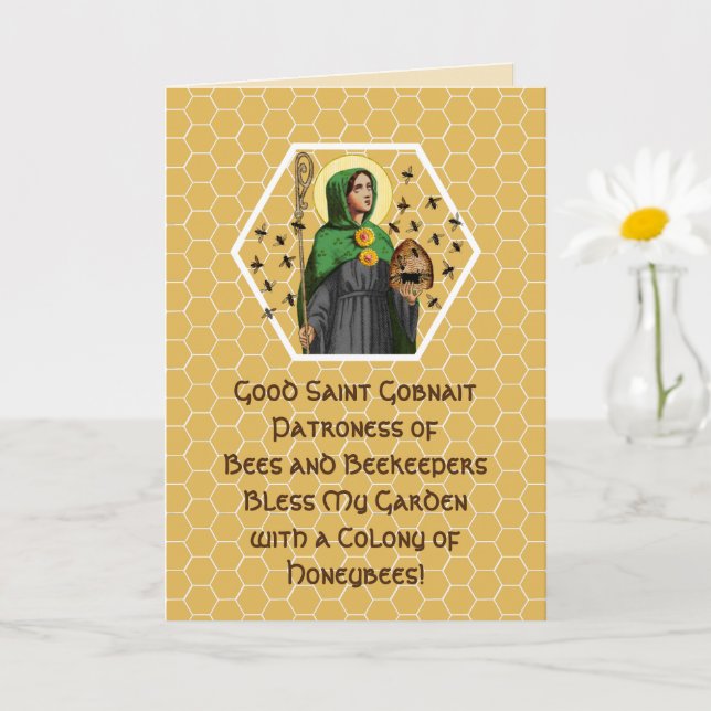 St. Gobnait of Ballyvourney (SAE 003) Greeting Car Card (Small Plant)