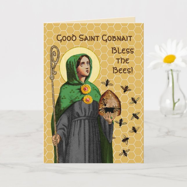 St. Gobnait of Ballyvourney (SAE 003) Greeting Car Card (Small Plant)