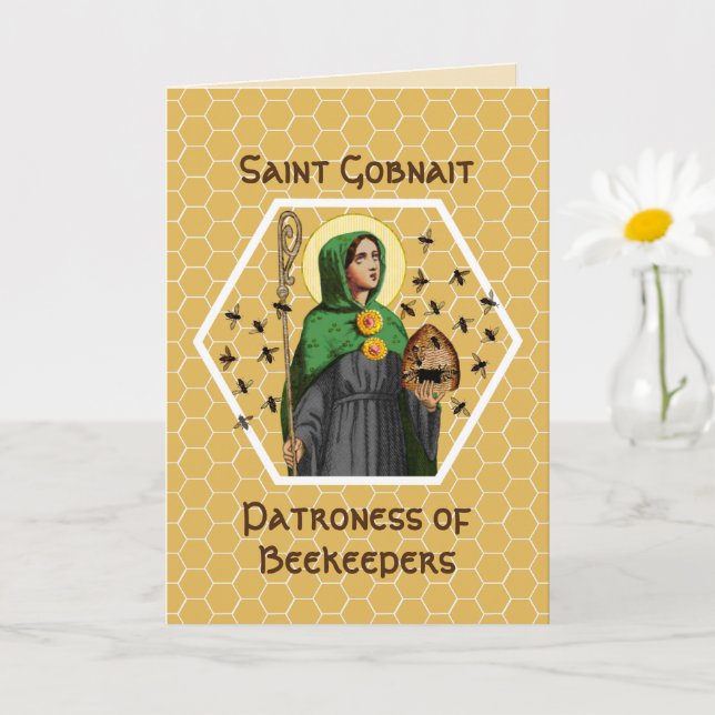 St. Gobnait of Ballyvourney (SAE 003) Greeting Card (Small Plant)