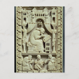 St. Gregory writing with scribes below Postcard