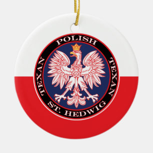 St. Hedwig Round Polish Texan Ceramic Ornament