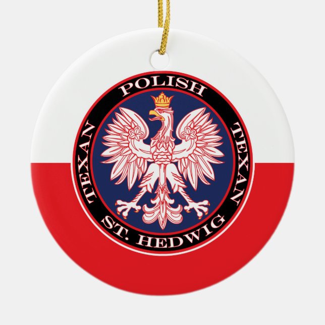 St. Hedwig Round Polish Texan Ceramic Ornament (Front)