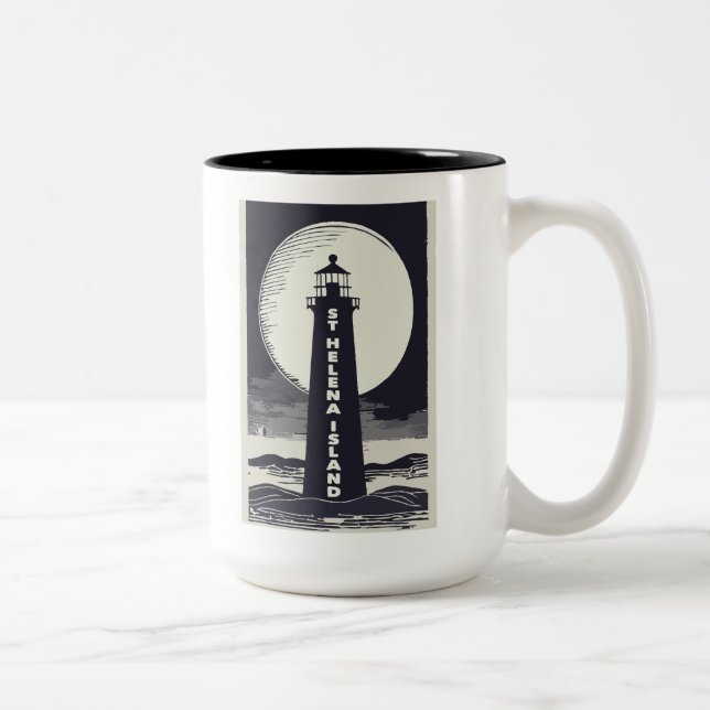 St. Helena Island Michigan Lighthouse Moon Two-Tone Coffee Mug (Right)