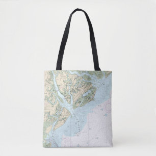 St Helena Sound to Savannah River Nautical Chart Tote Bag