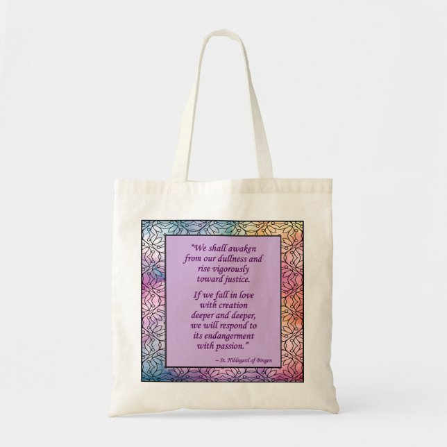 St. Hildegard of Bingen Quote Tote Bag (Front)