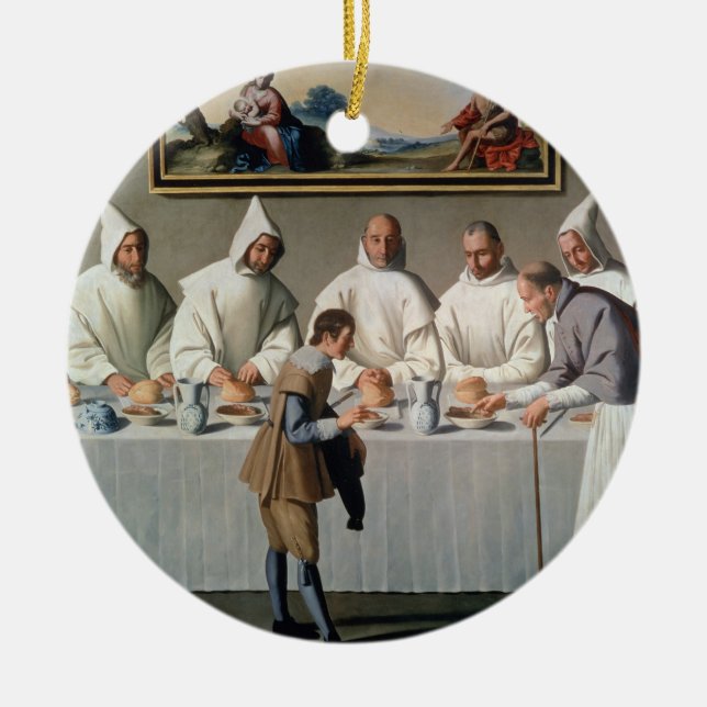 St. Hugh of Cluny (1024-1109) in the Refectory of Ceramic Ornament (Front)