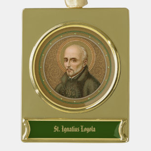 St. Ignatius Loyola (BK 050) Gold Plated Banner Ornament