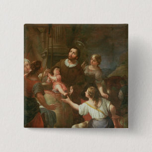St. Isidore and the Miracle at the Well 15 Cm Square Badge