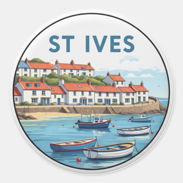 St. Ives Cornwall England Travel Classic Round Sticker (Front)