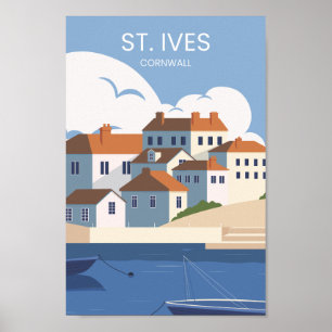 St Ives Cornwall Famous Travel Place Illustration Poster