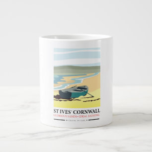 St Ives Cornwall nautical travel poster. Large Coffee Mug