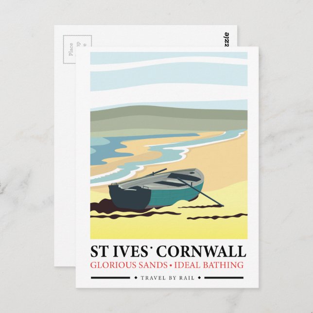 St Ives Cornwall nautical travel poster. Postcard (Front/Back)