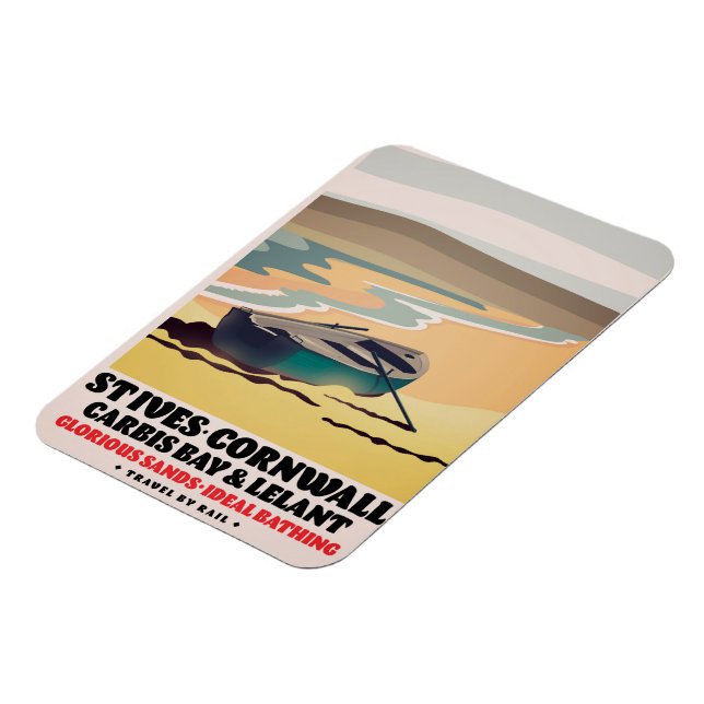 St Ives Cornwall Travel Poster Magnet (Left Side)