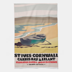 St Ives Cornwall Travel Poster Tea Towel
