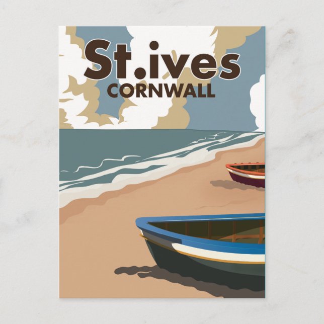 St.ives vintage travel poster postcard (Front)