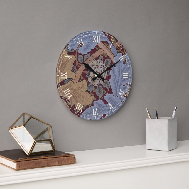 St. James Acanthus Leaf Pattern by William Morris Large Clock (Office)