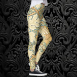 St. James by William Morris, Acanthus Leaves Leggings<br><div class="desc">Saint James (1880) by William Morris is a vintage Victorian Era fine art Pre-Raphaelite textile pattern. Bright yellows and teal blues for a burst of summer colour. Originally created as wallpaper for the St. James palace in two colour schemes. A floral pattern with blooming yellow spring garden flowers and acanthus...</div>