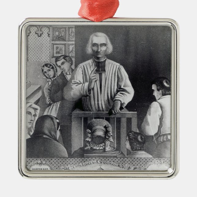 St. Jean-Marie Vianney  preaching, 19th century Metal Tree Decoration (Front)