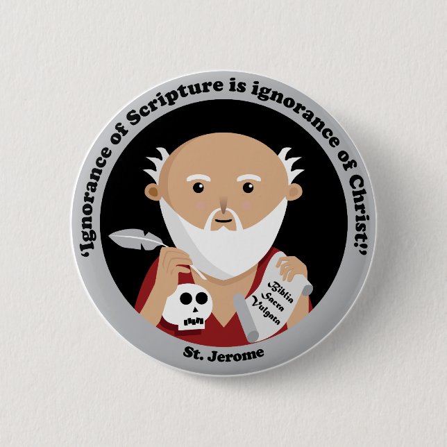 St. Jerome 6 Cm Round Badge (Front)