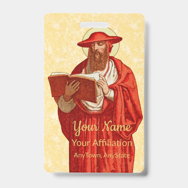 St. Jerome as Cardinal with Book (P 004) ID Badge (Front)