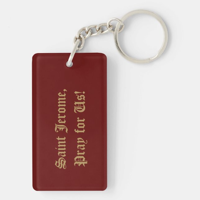 St. Jerome as Cardinal with Lion (P 004) Key Ring (Back)