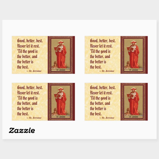 St. Jerome as Cardinal with Lion (P 004) Rectangular Sticker (Sheet)